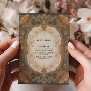 Stilvolle Antike Vintage Art Nouveau Florale Hochz Einladung