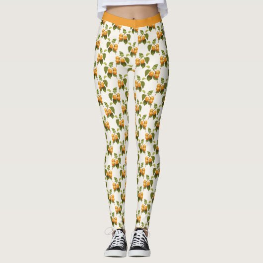 Stilvolle Apricot Fruit Blossom Orange Yoga Pants Leggings (Vorderseite)