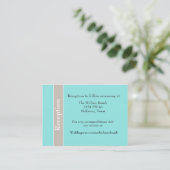Stilvolle Aqua Blue and Taupe Wedding Enclosure Ca Begleitkarte (Stehend Vorderseite)