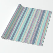Stilvolle Aqua Blue Lila Beach Hut Stripe Muster Geschenkpapier (Ungerollt)