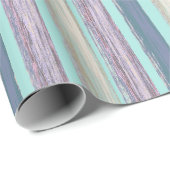 Stilvolle Aqua Blue Lila Beach Hut Stripe Muster Geschenkpapier (Rolleneckpunkt)