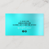 Stilvolle Aqua Blue Mint Glitzer Tropfen Friseursa Visitenkarte (Rückseite)