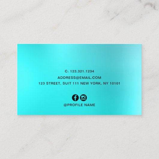 Stilvolle Aqua Blue Mint Glitzer Tropfen Haar & Ma Visitenkarte (Rückseite)