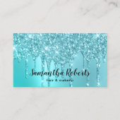 Stilvolle Aqua Blue Mint Glitzer Tropfen Haar & Ma Visitenkarte (Vorderseite)