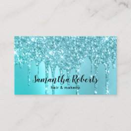 Stilvolle Aqua Blue Mint Glitzer Tropfen Haar & Ma Visitenkarte