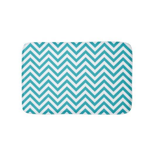 Stilvolle Aqua Chevrons Muster Badematte (Vorderseite)