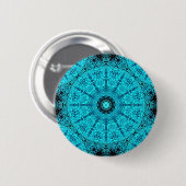 Stilvolle Aqua Mandala Button (Vorne & Hinten)