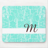 Stilvolle Aqua Mint Crackle mit Monogram Initial Mousepad (Vorne)