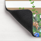 Stilvolle Aqua und Tan Floral und Streifen mit Nam Mousepad (Ecke)