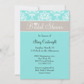 Stilvolle Aqua und Taupe Bridal Dusche Einladung (Vorderseite)