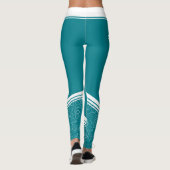 Stilvolle, aquamarin blaue, blumenweiße Streifen u Leggings (Rückseite)