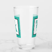 Stilvolle Aquamarin Blue Glitzer Glam Monogram Ini Glas (Links)