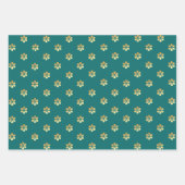 Stilvolle Aquamarin & Gold Daisy Honeycomb Geschenkpapier Set (Vorderseite 2)