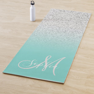 Stilvolle aquamarine blaue Ober personalisiert mit Yogamatte