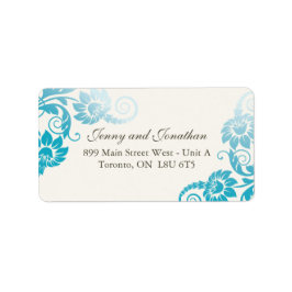 Stilvolle Aquamarine Floral Address Labels Adressaufkleber