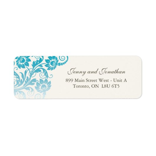 Stilvolle Aquamarine Floral UAWG Address Labels (Vorne)