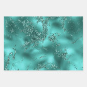 Stilvolle Aquamarine Glitzer- und Marmoreffektmust Geschenkpapier Set (Vorderseite 3)