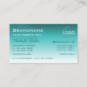 Stilvolle Aquamarine Gradient Palm Leaf mit Logo M Visitenkarte (Rückseite)