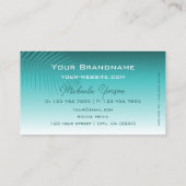 Stilvolle Aquamarine Gradient Palm Leaf Monogram Visitenkarte (Rückseite)