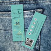 Stilvolle Aquamarine Green Leaf QR Fashion Price T Telefonnummerkarte