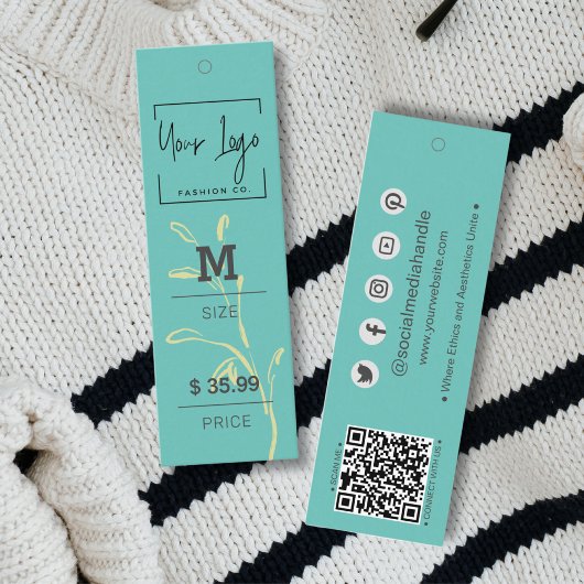 Stilvolle Aquamarine Green Leaf QR Fashion Price T Telefonnummerkarte