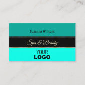 Stilvolle Aquamarine Grenzen auf der Black Modern Visitenkarte (Vorderseite)