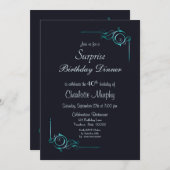 Stilvolle Aquamarine Grenzübersicht 40. Geburtstag Einladung (Vorne/Hinten)