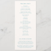 Stilvolle Aquamarine Hochzeit Programm (Rückseite)