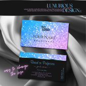 Stilvolle Aquamarine Lila Glitzer-Sparkle-Sterne-L Quadratische Visitenkarte