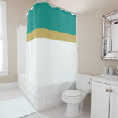 Stilvolle Aquamarine Matte Golden Tan Streifen Duschvorhang (Beispiel)