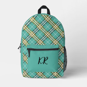 Stilvolle Aquamarine Schachtel Gold Glitzer Border Bedruckter Rucksack