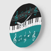 Stilvolle Aquamarine Schwarz-weiße Klaviertasten u Große Wanduhr (Winkel)