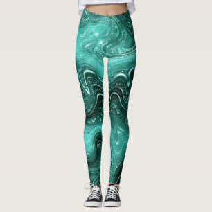 Stilvolle Aquamarine Shimmer Glitzer & Foil Strata Leggings