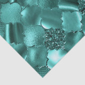 Stilvolle Aquamarine Shimmer Glitzer und Foil Quat Seidenpapier (Detail)