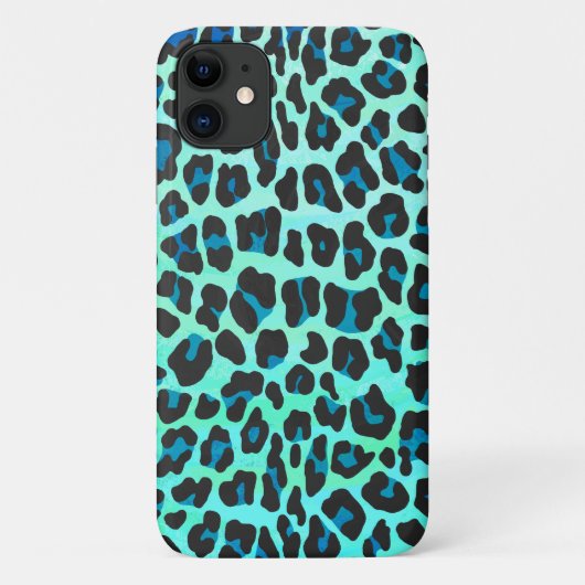 Stilvolle Aquamarine und Blue Leopard Print Case-Mate iPhone Hülle (Rückseite)