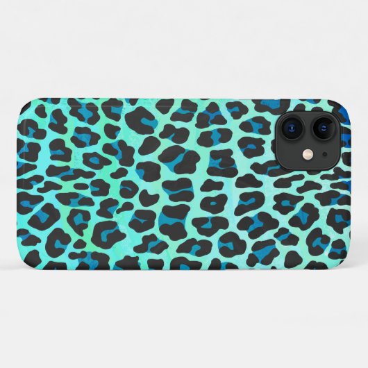 Stilvolle Aquamarine und Blue Leopard Print Case-Mate iPhone Hülle (Rückseite (Horizontal))