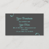 Stilvolle Aquamarine und graue Ornamente mit Logo  Visitenkarte (Rückseite)