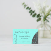 Stilvolle Aquamarine und graue Ornamentik gequigel Visitenkarte (Stehend Vorderseite)