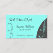 Stilvolle Aquamarine und graue Ornamentik gequigel Visitenkarte (Vorderseite)