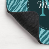 Stilvolle Aquamarine Zebra-Print mit Monogramm und Mousepad (Ecke)