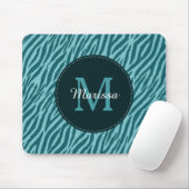 Stilvolle Aquamarine Zebra-Print mit Monogramm und Mousepad (Mit Mouse)