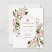 Stilvolle Aquarell Rosa Blumengarten Hochzeitsboge Einladung (Vorderseite)