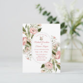 Stilvolle Aquarell Rosa Blumengarten Hochzeitsboge Einladung (Stehend Vorderseite)