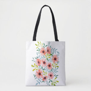 Stilvolle Aquarellfarbe Rosa Blumenbilder Tasche