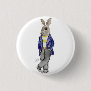 Stilvolle Aquarellhasen-Hand zeichnend Button