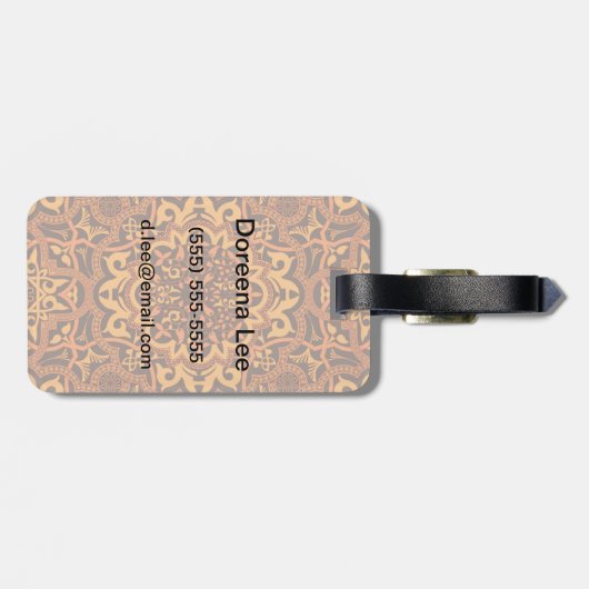 Stilvolle arabische Ornamente Gepäckanhänger (Rückseite horizontal)