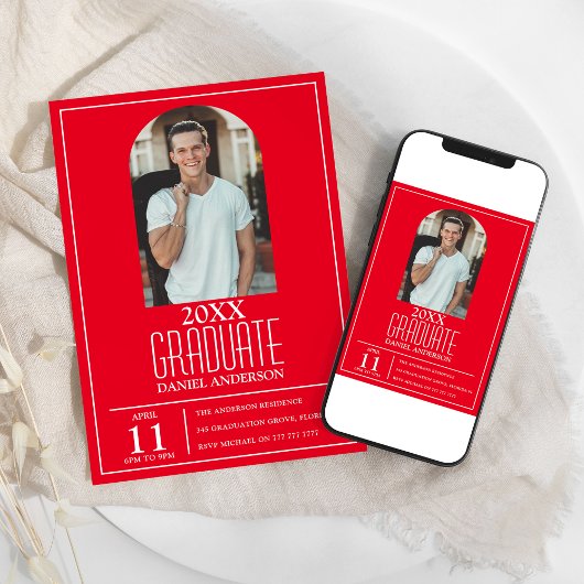 Stilvolle Arch Foto Abschluss Einladung