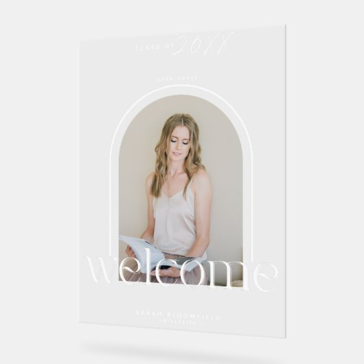 Stilvolle Arch Foto Welcome Graduation Party Acrylschild (Winkel)