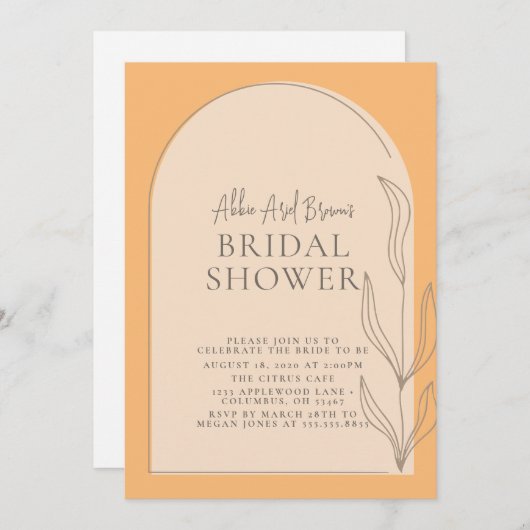 Stilvolle Arch Script Text Bridal Dusche Einladung (Vorne/Hinten)