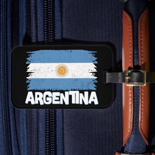 Stilvolle argentinische Flaggenschrift Gepäckanhänger (Vorderseite Insitu 4)